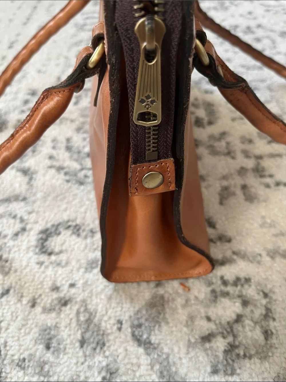 Patricia Nash Calvi Heritage Tan Leather Top-Handle Satchel